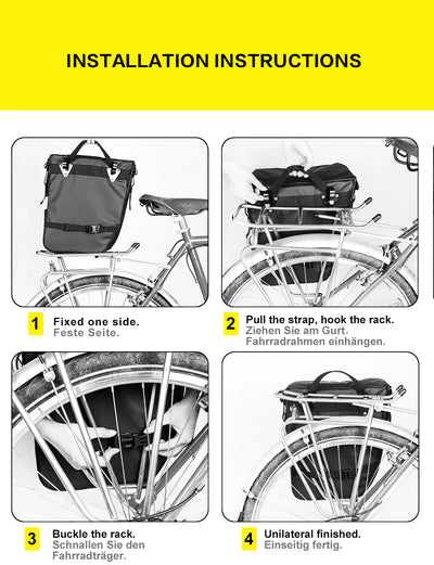 Bolsa para alforjas triples para bicicleta 3 en 1 