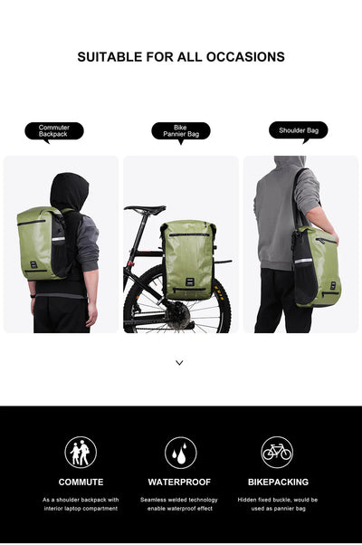 Mochila impermeable para alforja de bicicleta de 22 l 