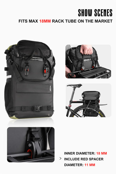 Mochila impermeable para alforja de bicicleta de 22 l 