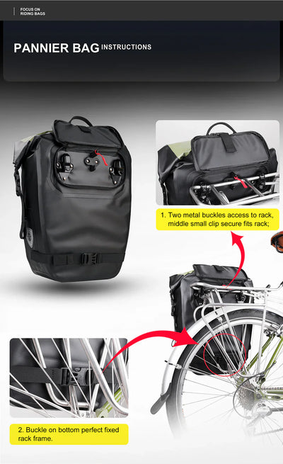 Mochila impermeable para alforjas de bicicleta de 27 litros 